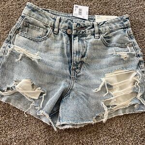 American Eagle Distressed Denim Mom Shorts